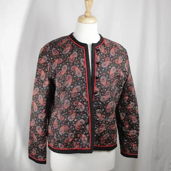 Vintage GrannyCore Boxy Quilted Paisley Blazer Jacket Sz M - Picture 10 of 10